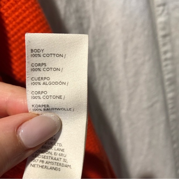 We the Free orange waffle knit long sleeve henly boatneck cotton reverse seams S - Picture 4 of 8